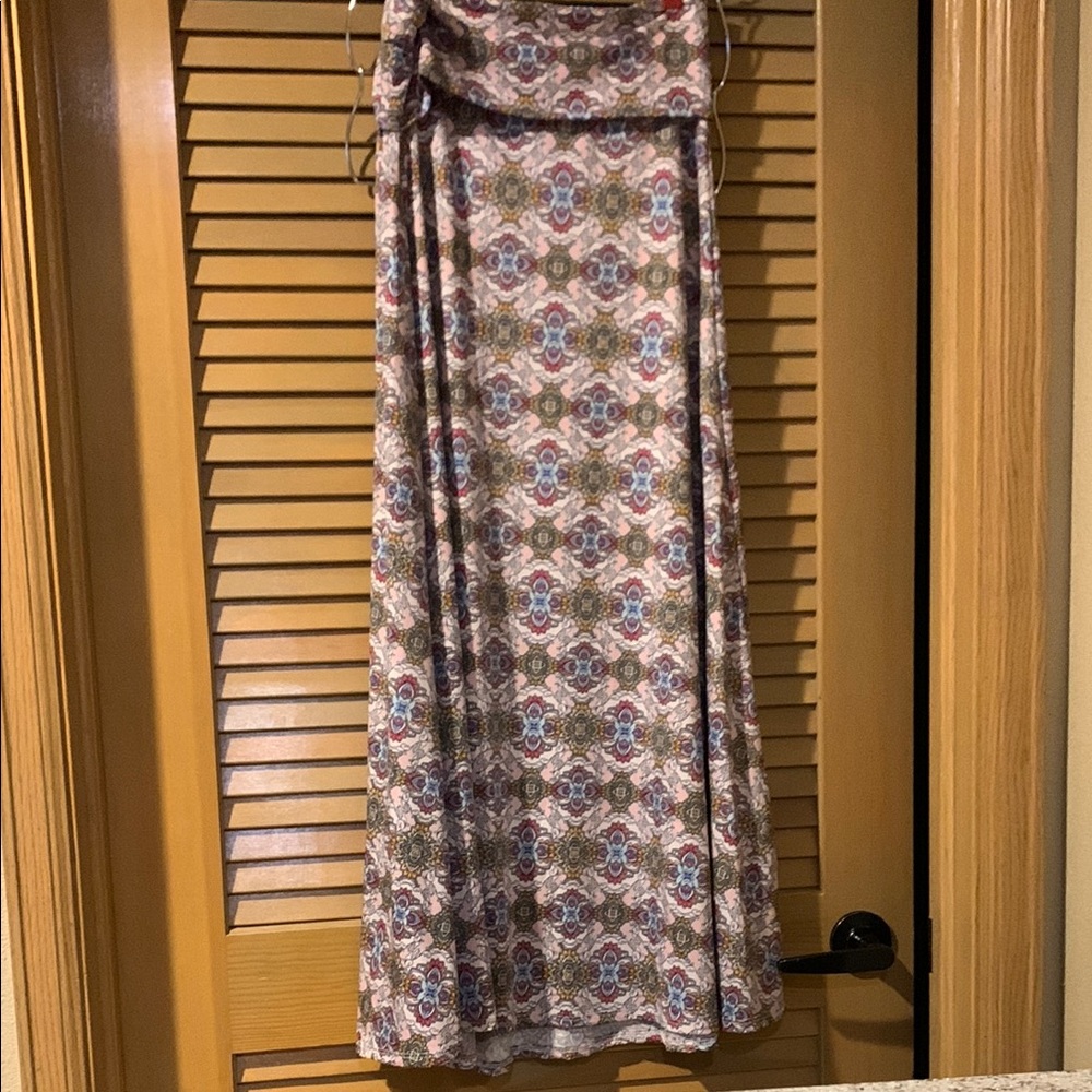 LuLaRoe Pink and Blue Patterned Skirt